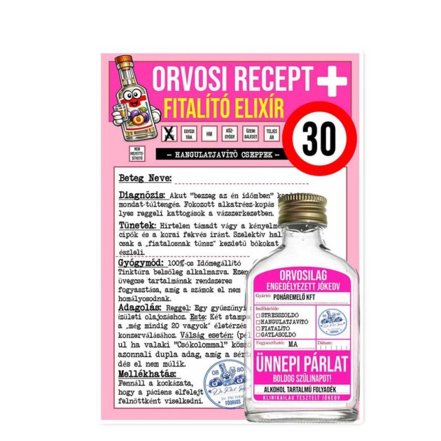 016 Orvosi Recept Vicces 30 Szuletesnapi Ajandek Recept Palinka