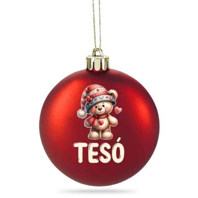 028 Matt Piros Karacsonyfadisz Karacsonyi Gomb Macis Teso Felirattal