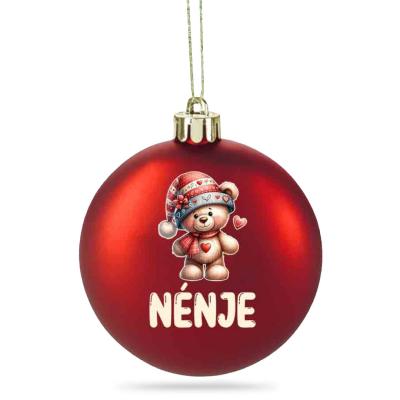 032 Matt Piros Karacsonyfadisz Karacsonyi Gomb Macis Nenje Felirattal
