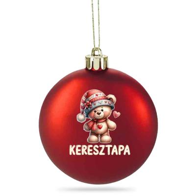 034 Matt Piros Karacsonyfadisz Karacsonyi Gomb Macis Keresztapa Felirattal