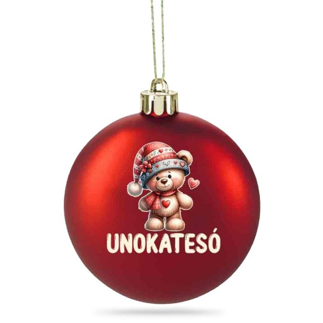 036 Matt Piros Karacsonyfadisz Karacsonyi Gomb Macis Unokateso Felirattal