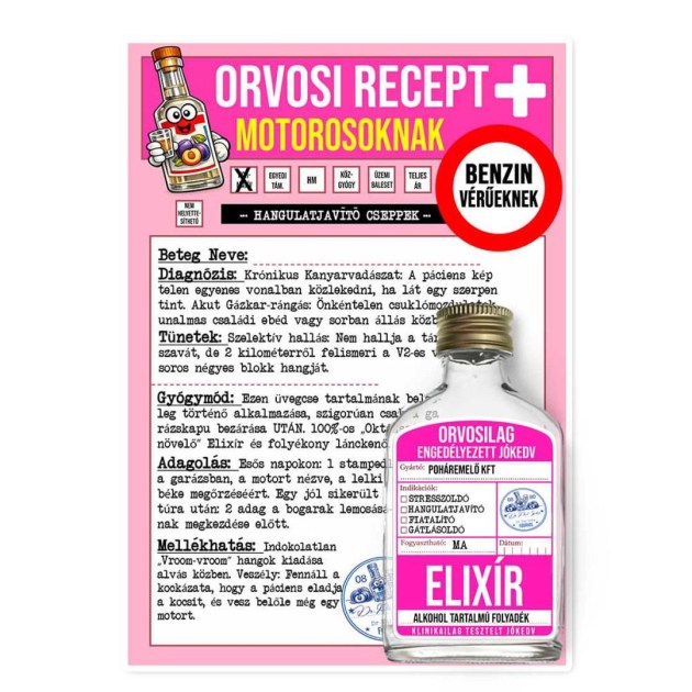 036 Orvosi Recept Vicces Ajandek Motorosoknak Recept Palinka