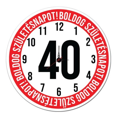 40 Szulinapi Ajandek Sebesseg Korlatozo Tabla Fali Ora Ost012 Boldog Szuletesnapot 40