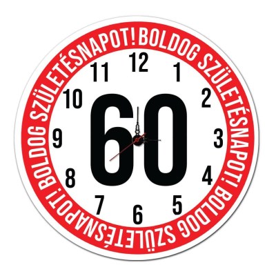 60 Szulinapi Ajandek Sebesseg Korlatozo Tabla Fali Ora Ost014 Boldog Szuletesnapot 60
