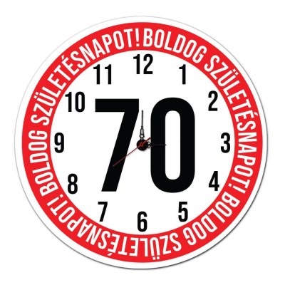 70 Szulinapi Ajandek Sebesseg Korlatozo Tabla Fali Ora Ost015 Boldog Szuletesnapot 70