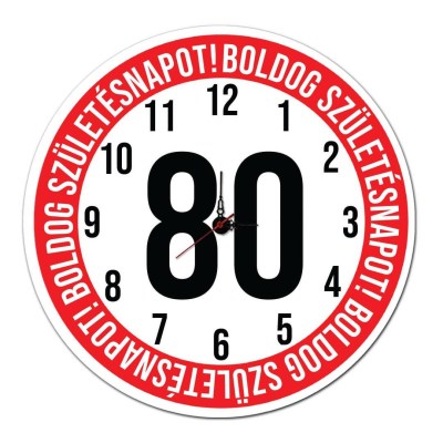 80 Szulinapi Ajandek Sebesseg Korlatozo Tabla Fali Ora Ost016 Boldog Szuletesnapot 80
