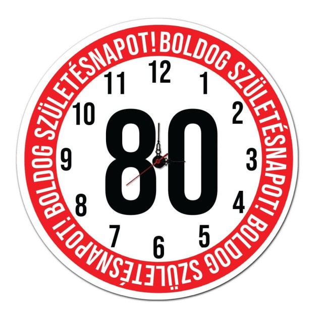 80 Szulinapi Ajandek Sebesseg Korlatozo Tabla Fali Ora Ost016 Boldog Szuletesnapot 80