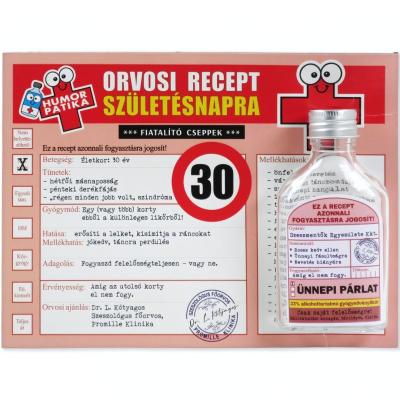 CQ06676 Vicces Orvosi Recept  Flaska 30 Szuletesnapra 20x15cm OB12160002