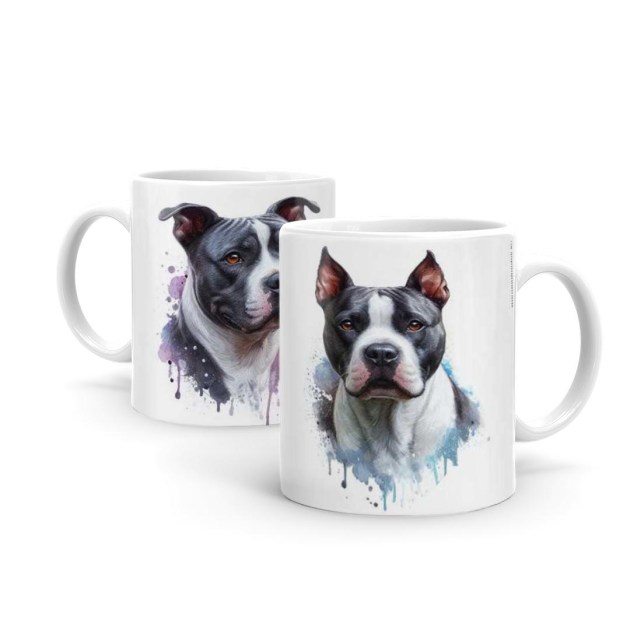 Szurke Feher Hegyes Fulu Staffordshire Terrier B1213