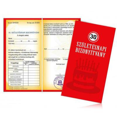 Bizonyitvany Biz004 30 Szuletesnapi Bozonyitvany Szuletesnapi Ajandek