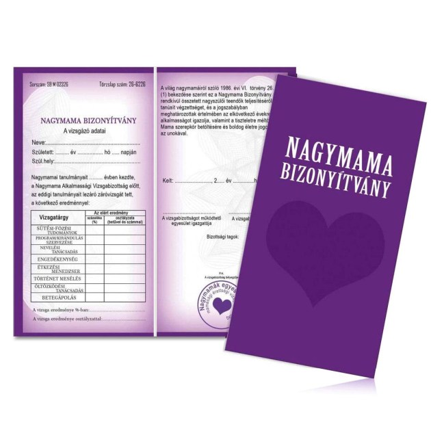 Bizonyitvany Biz017 Nagymama Bizonyitvany Nagymamaknak Ajandek