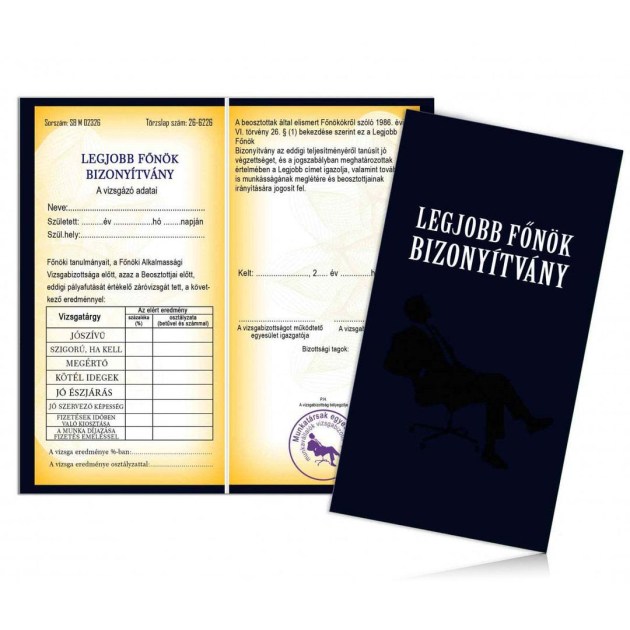 Bizonyitvany Biz024 Legjobb Fonok Bizonyitvany Fonoknek Ajandek
