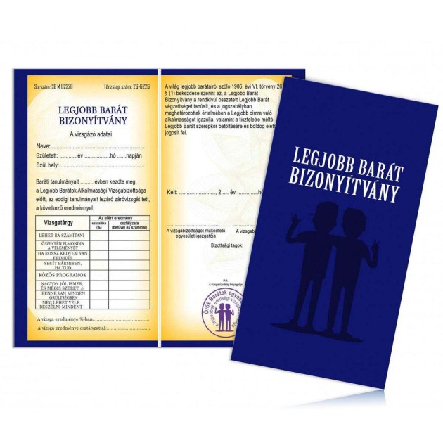 Bizonyitvany Biz027 Legjobb Barat Bizonyitvany Baratnak Ajandek