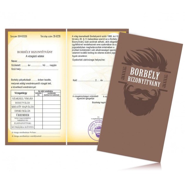 Bizonyitvany Biz045 Borbely Bizonyitvany Ajandek Borbelynak