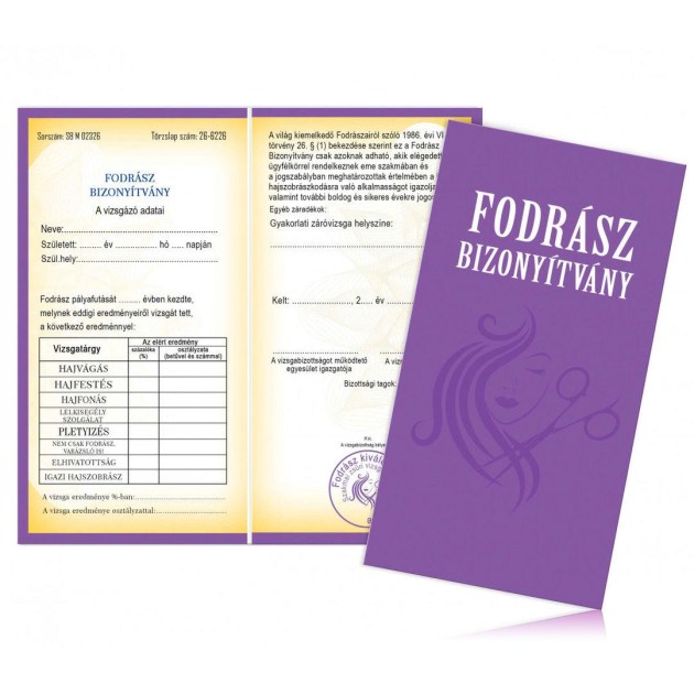 Bizonyitvany Biz046 Fodrasz Bizonyitvany Ajandek Fodrasznak
