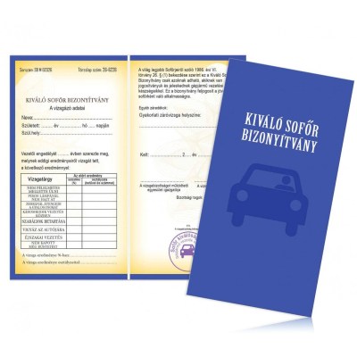 Bizonyitvany Biz055 Kivalo Sofor Bizonyitvany Ajandek Sofornek