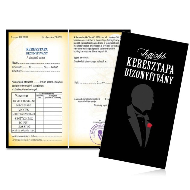Bizonyitvany Biz062 Legjobb Keresztapa Bizonyitvany Ajandek Keresztapanak