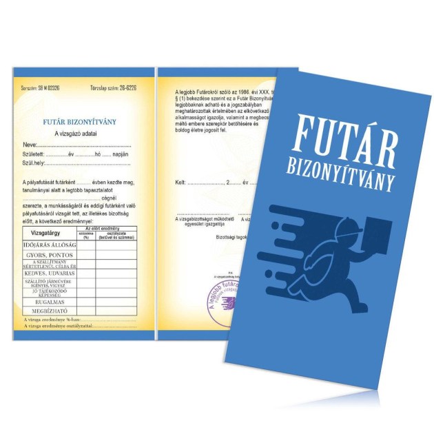 Bizonyitvany Biz078 Futar Bizonyitvany Ajandek Futarnak