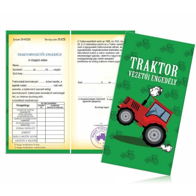 Bizonyitvany Biz092 Traktorvezetoi Bizonyitvany Ajandek Traktorosoknak