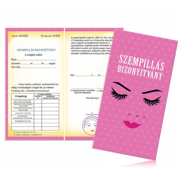 Bizonyitvany Biz095 Szempillas Bizonyitvany Ajandek Szempillasoknak
