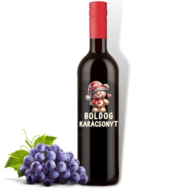 Bov375 Feliratos Bor Voros Szaraz Boldog Karacsonyt Macis Karacsonyi Bor Karacsonyi Ajandek