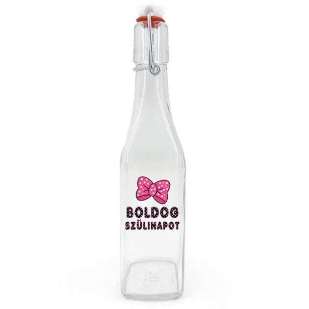 Csu010 Csatos Uveg 500ml Boldog Szulinapot Masnis Fekete Felirat Ajandek Szulinapra