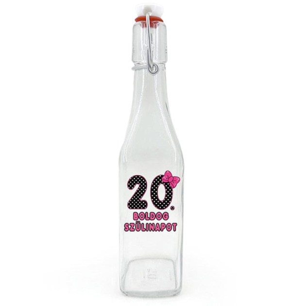 Csu012 Csatos Uveg 500ml Boldog 20. Szulinapot Masnis Ajandek 20. Szulinapra