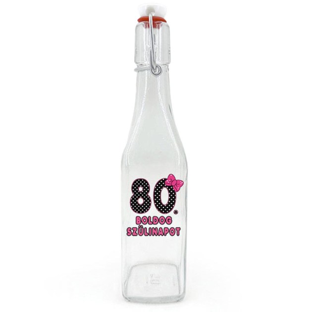 Csu018 Csatos Uveg 500ml Boldog 80. Szulinapot Masnis Ajandek 80. Szulinapra