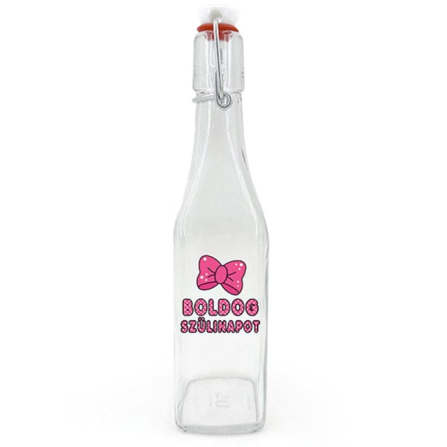 Csu019 Csatos Uveg 500ml Boldog Szulinapot Masnis Pink Felirat Ajandek Szulinapra