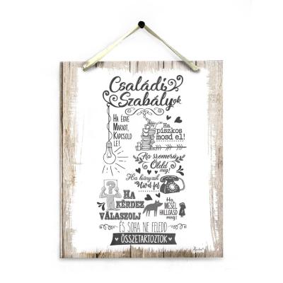 Dekor Falikep Dekoracios Ajandek Noknek Ferfiaknak Csaladi Szabalyok Tabla Pt046
