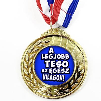 Erm017 Arany Szinu Erem Szalaggal A Legjobb Teso Kek Ajandek Testvernek