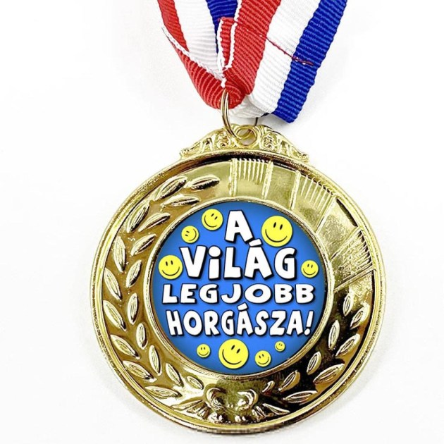 Erm023 Arany Szinu Erem Szalaggal A Vilag Legjobb Horgasza Ajandek Horgasznak