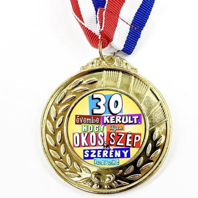 Erm037 Arany Szinu Erem Szalaggal 30 Evembe Ajandek 30 Szulinapra