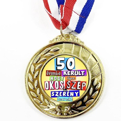 Erm039 Arany Szinu Erem Szalaggal 50 Evembe Ajandek 50 Szulinapra