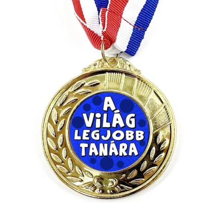 Erm044 Arany Szinu Erem Szalaggal A Vilag Legjobb Tanara Ajandek Tanarnak Pedagogusnapra