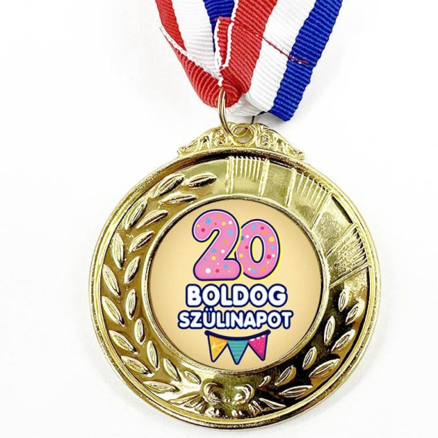 Erm061 Arany Szinu Erem Szalaggal 20 Boldog Szulinapot Ajandek 20 Szulinapra