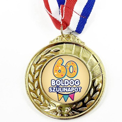 Erm065 Arany Szinu Erem Szalaggal 60 Boldog Szulinapot Ajandek 60 Szulinapra