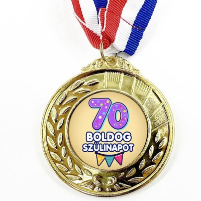 Erm066 Arany Szinu Erem Szalaggal 70 Boldog Szulinapot Ajandek 70 Szulinapra