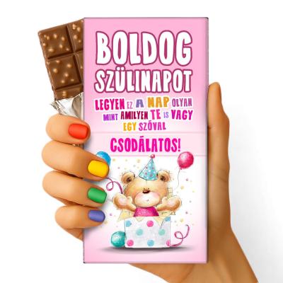 Feliratos Csokolade Csoki Csoda Szuletsenapi Csoki Szulinapi Ajandek 137 Boldog Szulinapot Macis Rozsaszin