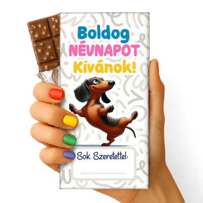 Feliratos Csokolade Egyedi Nevnapi Ajandek Irhato Tacskos Ajandek Nevnapra Csoki 054 Boldog Nevnapot Kivanok