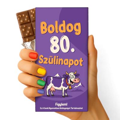 Feliratos Csokolade Vicces Egyedi Csokolade Csoki Csoda Szuletsenapi Csoki 014 Szuletesnapi Ajandek Boldog 80 Szulinapot Lila Tehenes Csoki