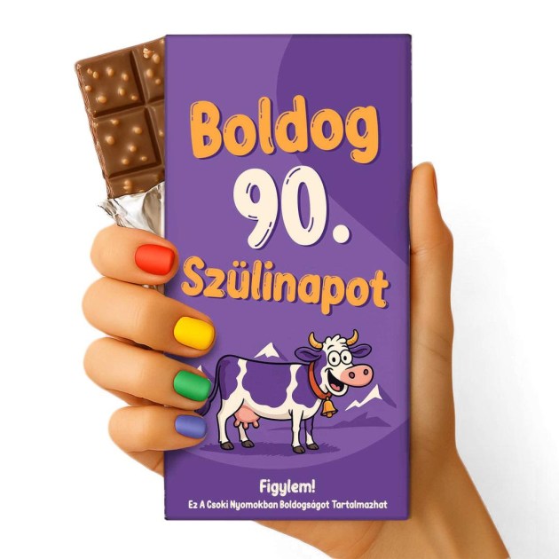 Feliratos Csokolade Vicces Egyedi Csokolade Csoki Csoda Szuletsenapi Csoki 015 Szuletesnapi Ajandek Boldog 90 Szulinapot Lila Tehenes Csoki