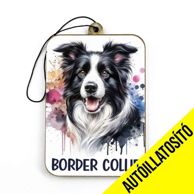 Ill013 Fekete Feher Border Collie Autos Kiegeszito Kutyas Autoillatosito