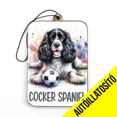 Ill023 Fekete Feher Cocker Spaniel Autos Kiegeszito Kutyas Autoillatosito