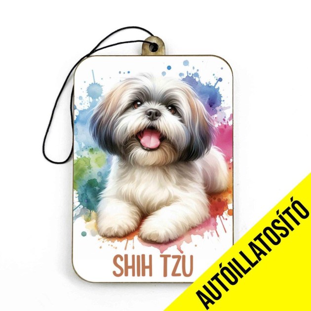 Ill055 Barna Feher Shih Tzu Autos Kiegeszito Kutyas Autoillatosito