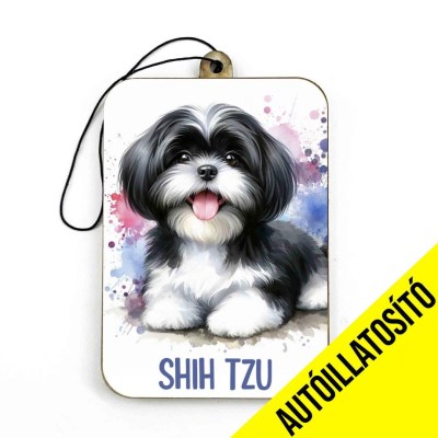 Ill056 Fekete Feher Shih Tzu Autos Kiegeszito Kutyas Autoillatosito