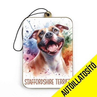 Ill058 Barna Feher Staffordshire Terrier Autos Kiegeszito Kutyas Autoillatosito