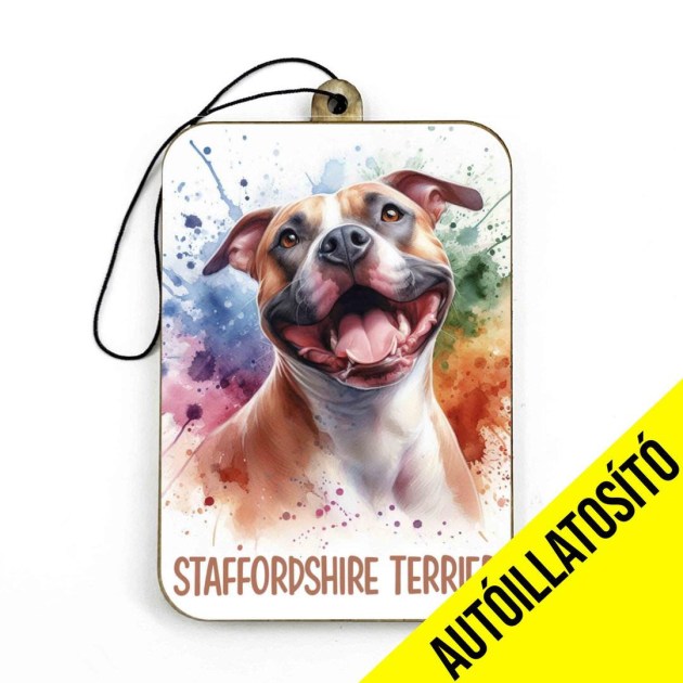 Ill058 Barna Feher Staffordshire Terrier Autos Kiegeszito Kutyas Autoillatosito