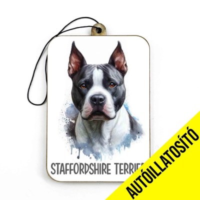 Ill062 Szurke Feher Allo Fulu Staffordshire Terrier Autos Kiegeeszito Kutyas Autoillatosito