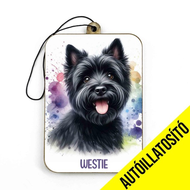 Ill067 Fekete Westie Autos Kiegeszito Kutyas Autoillatosito